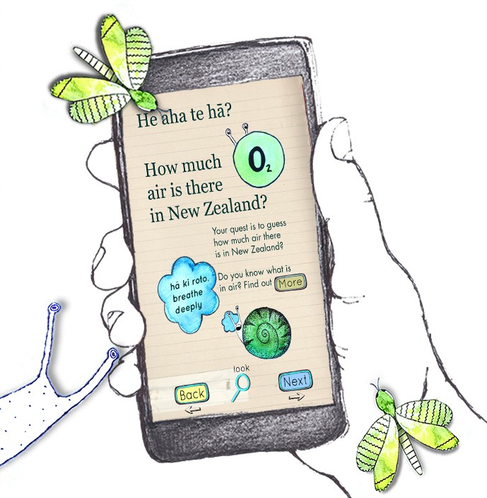 Mock up of the Air page from the O-Tū-Kapua app.